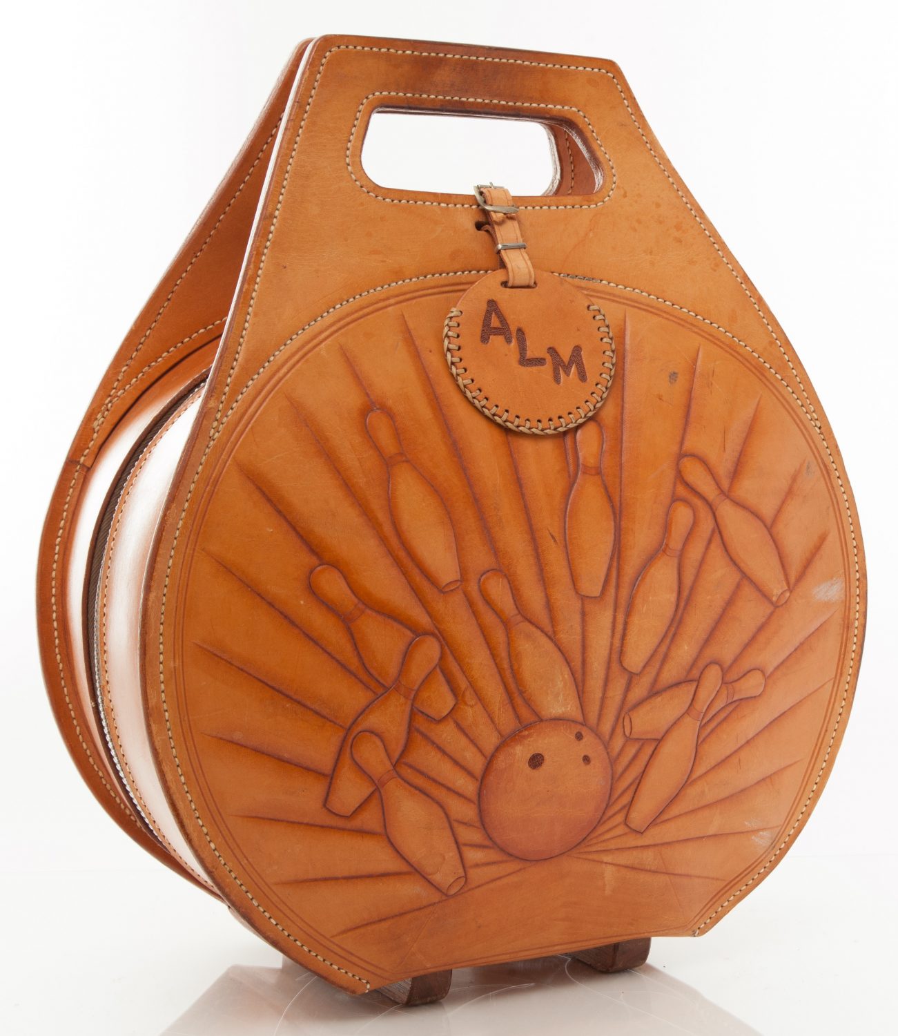 Mavin  Vintage Ajay Leather Midcentury Bowling Bag Holds 2 Balls And Shoes  1970s